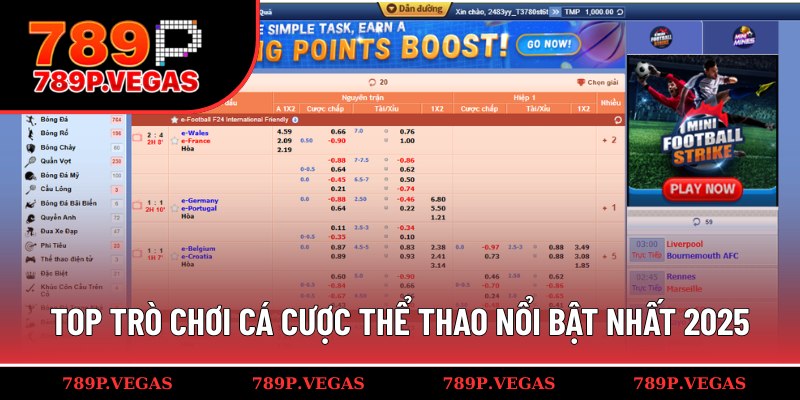 Các bộ môn thể thao 789P có lượt chơi cao